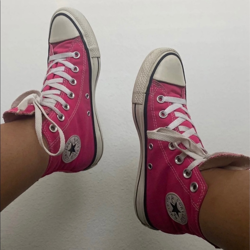 Pink high top converse